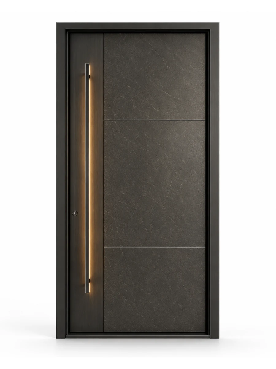 Stone Panel Pivot Entrance — closed