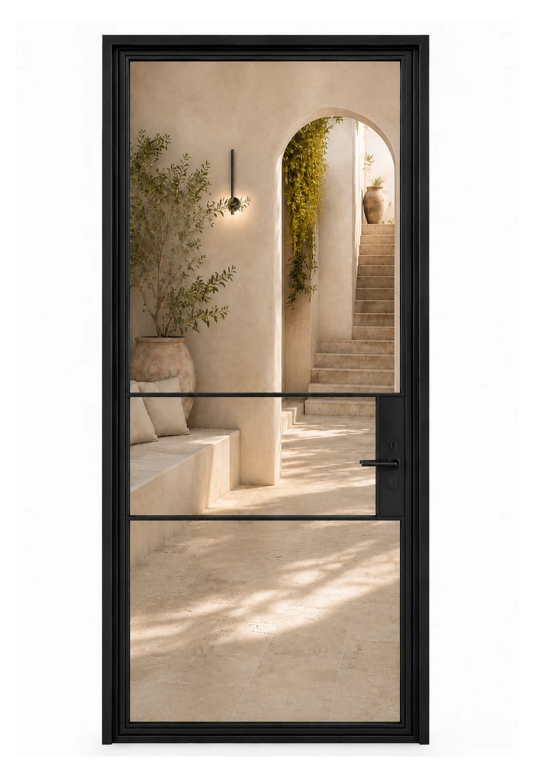 3-Panel Single Steel Door — closed