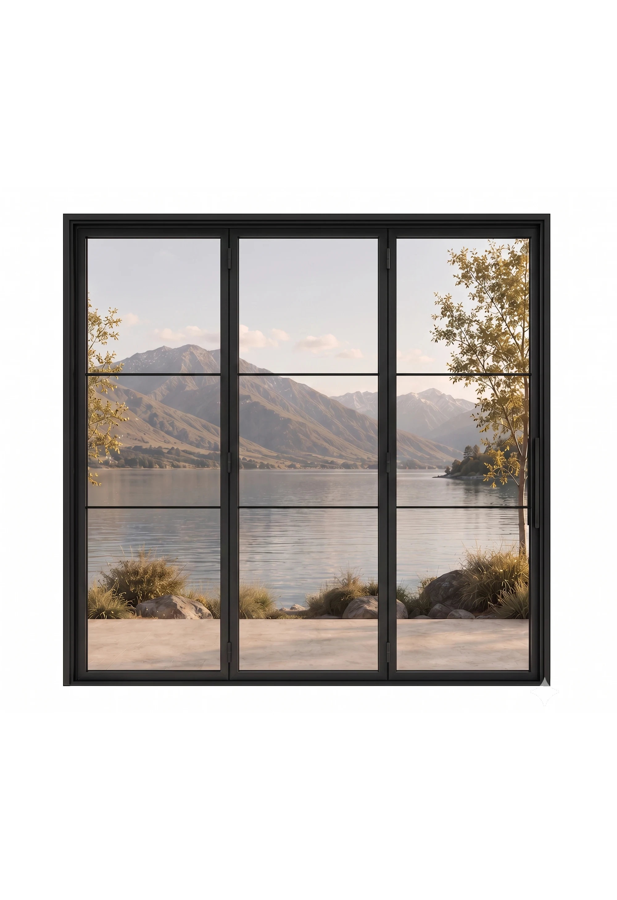 Tri-Panel Bi-Fold Steel Door — closed