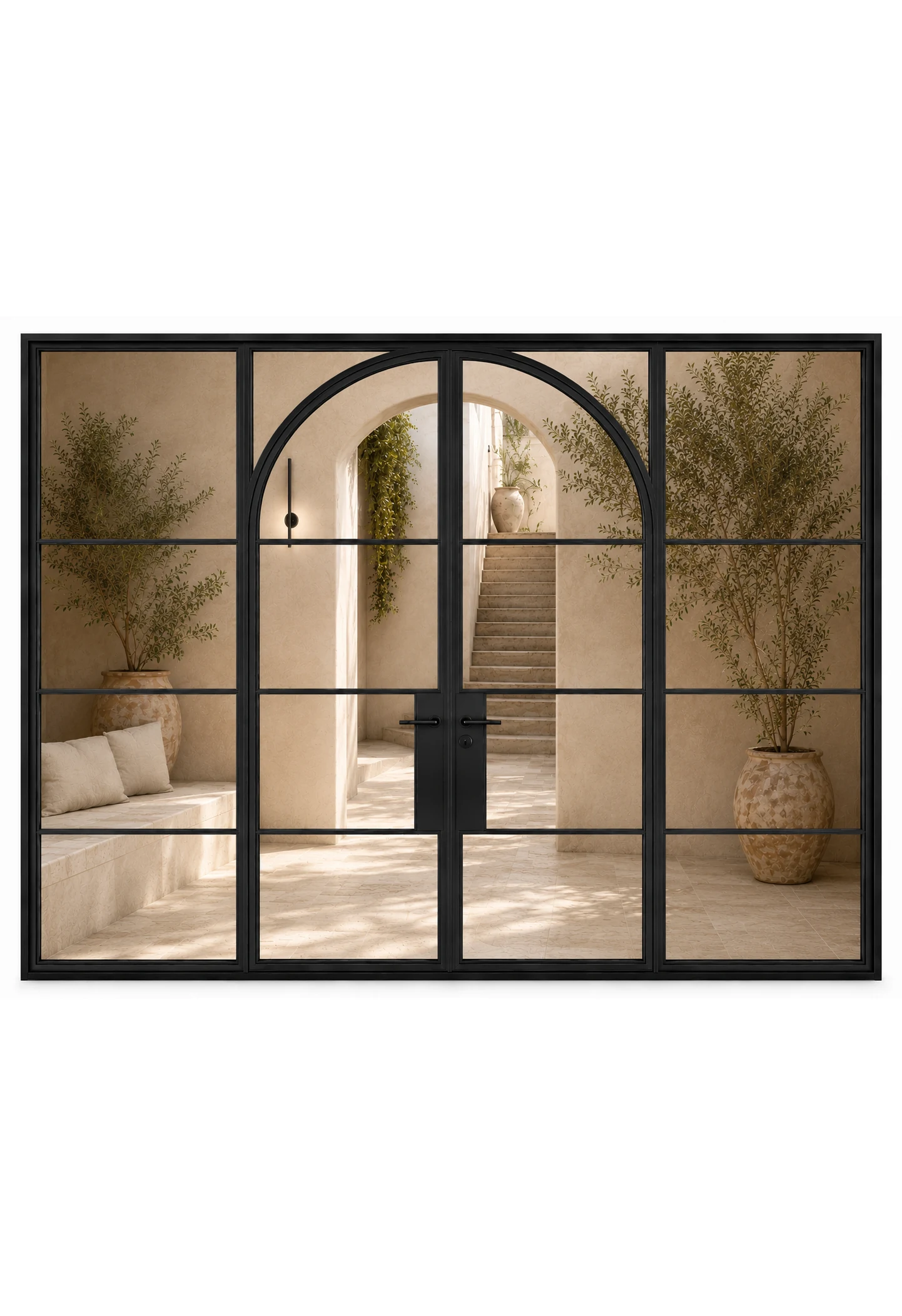 Full-Arch Double Steel Door with Sidelights — closed