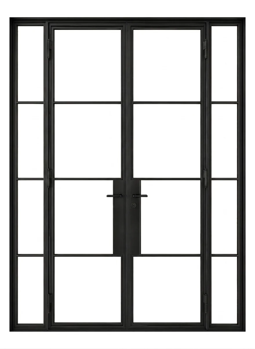 Single Steel Door with Twin Sidelights