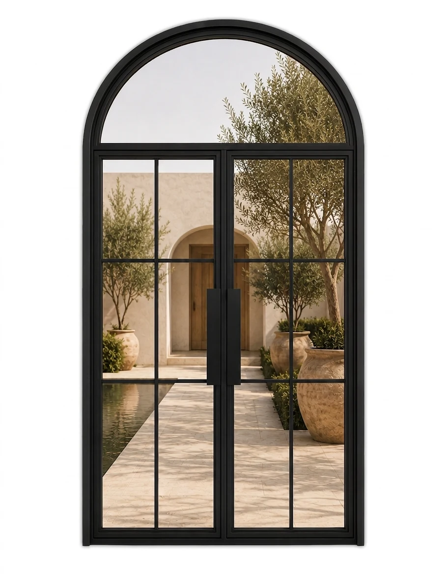 Full-Arch Double Steel Door — French — closed