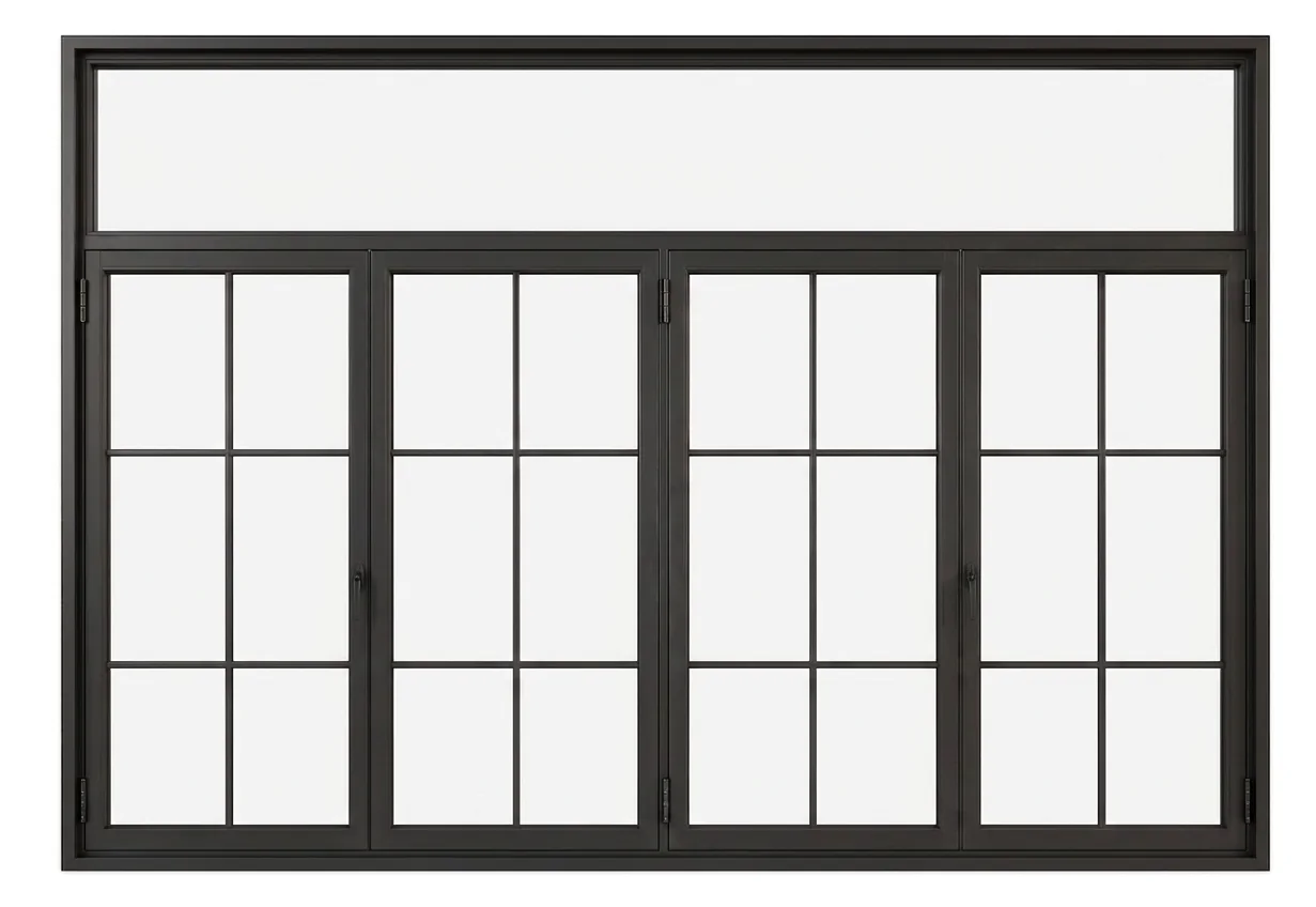 4-Panel Casement Steel Window with Transom